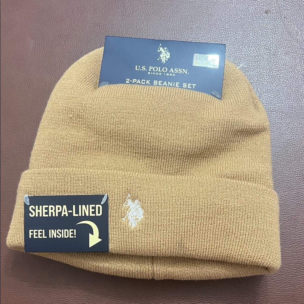 U.S. Polo Assn. Camel Beanie Set